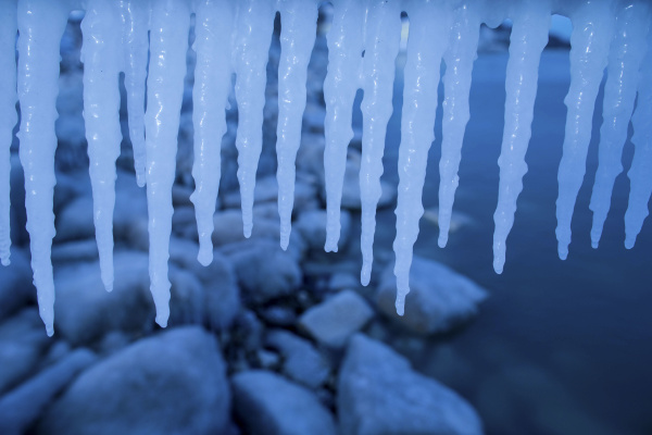 icicles along lake michigan in port