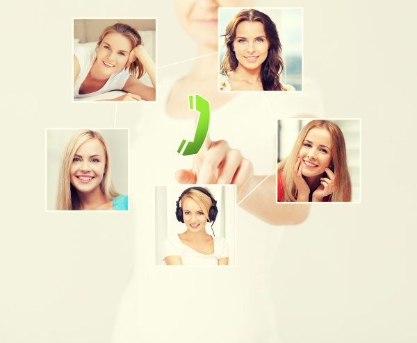 woman with virtual screen and contact