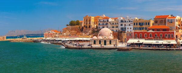 panorama of old harbour chania