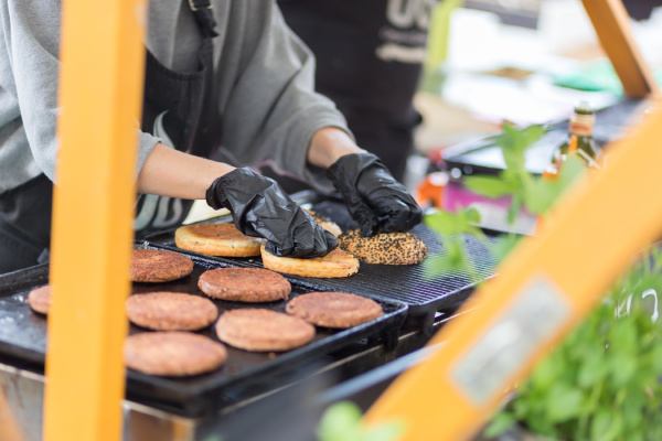beef burgers ready to serve on