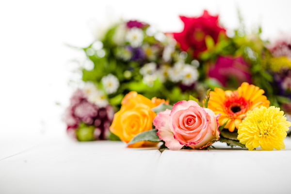 fragrant flowers on wooden subsoil