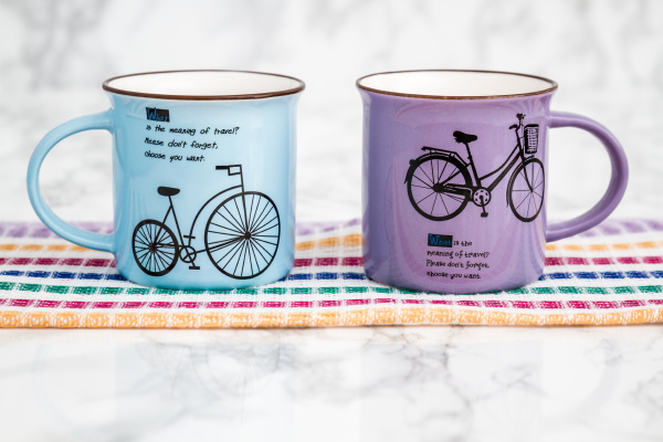 colorful modern ceramic mugs