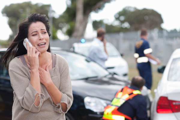 woman crying after car accident