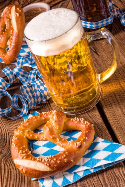 oktoberfest pretzel and beer