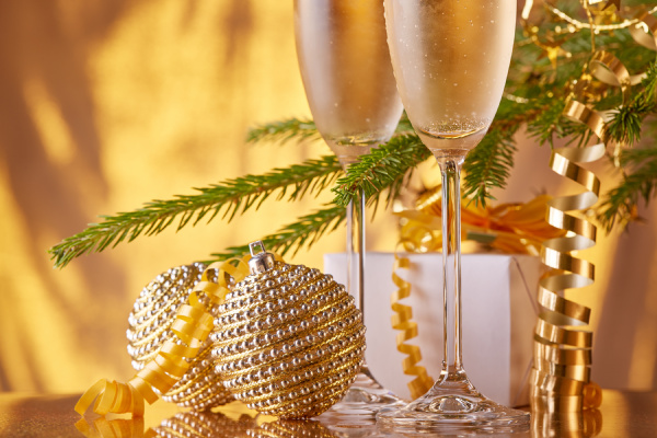 champagne new year and christmas