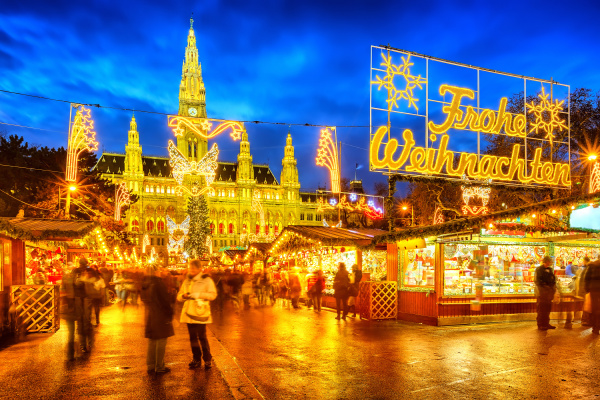 christmas market with merry christmas