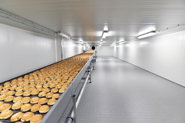 production line in a baking factory