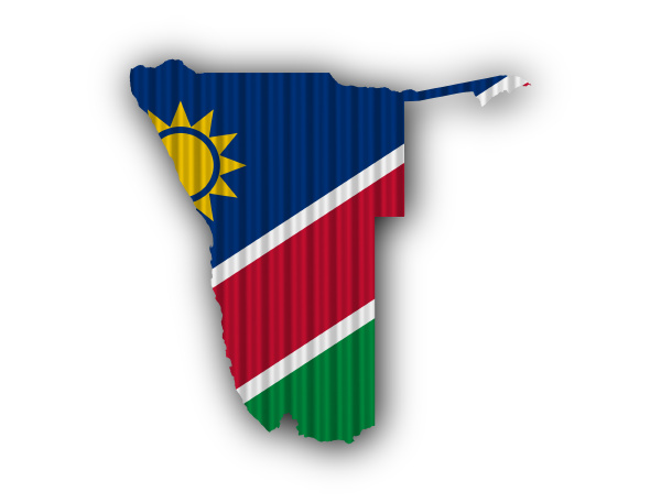 map and flag of namibia on