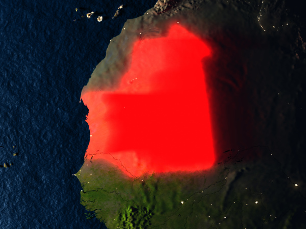 mauritania in red from space at