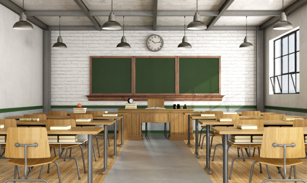 vintage classroom without student
