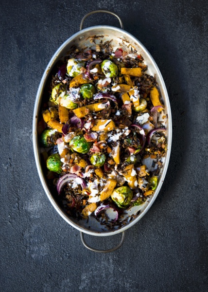 roasted sweet pumpkins brussels sprouts