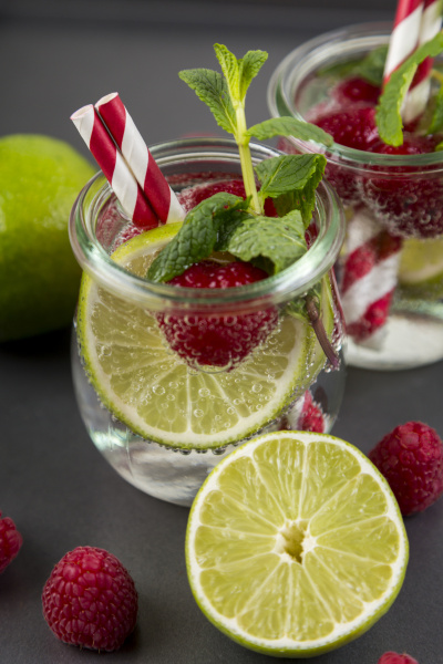 glass of detox water with limes