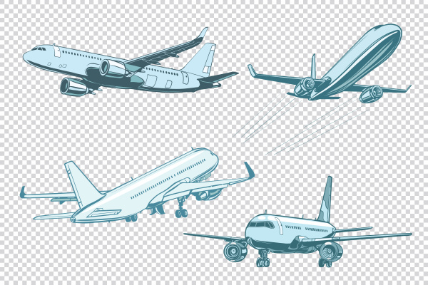 set of passenger airplanes