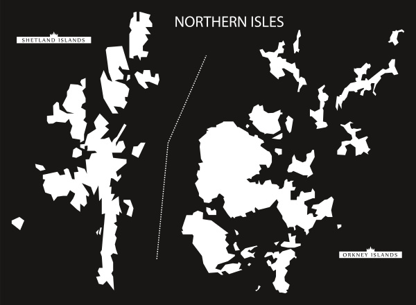northern isles of scotland map black