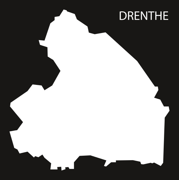 drenthe netherlands map black inverted silhouette