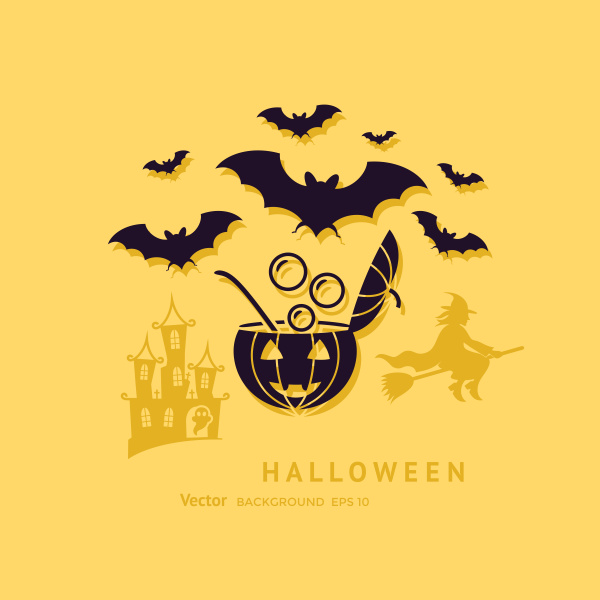 digital vector yellow black happy halloween