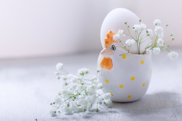 egg with flowers on a white