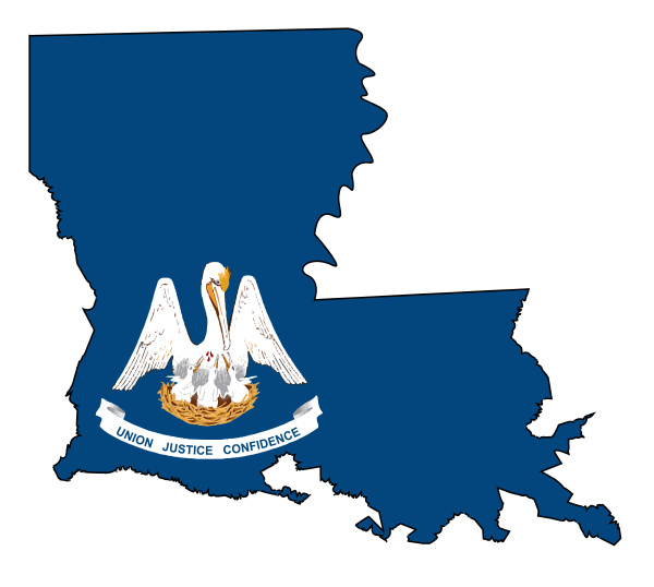 louisiana state outline map and flag
