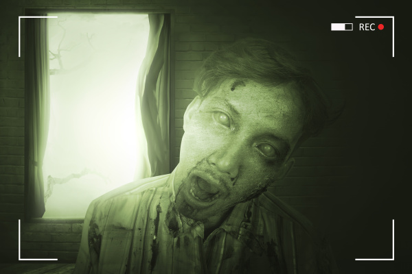 portrait of scary asian zombie man