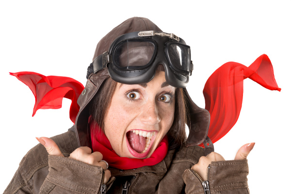 funny girl in aviator gear