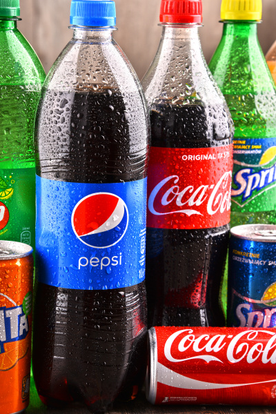 bottles of global soft drink brands