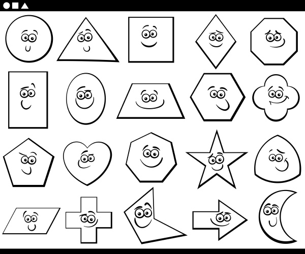 black and white cartoon basic geometric shapes - Royalty free photo ...