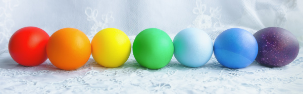 colorful row of easter eggs