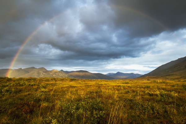 a rainbow in the sky over