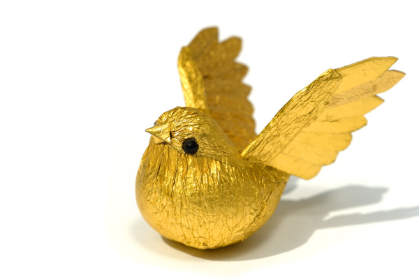 decorative dove made of gold paper