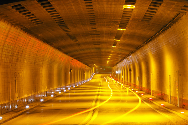 illuminated road tunnel durnstein