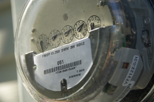 closeup of a home electric meter