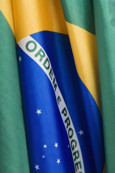 close up of flag of brazil