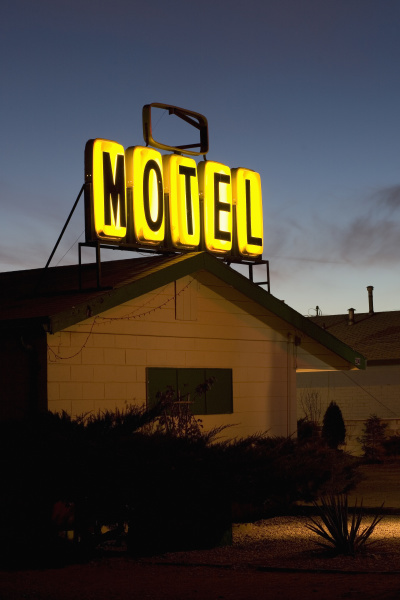 illuminated motel sign