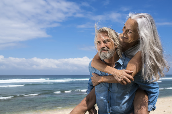 handsome senior couple having fun at