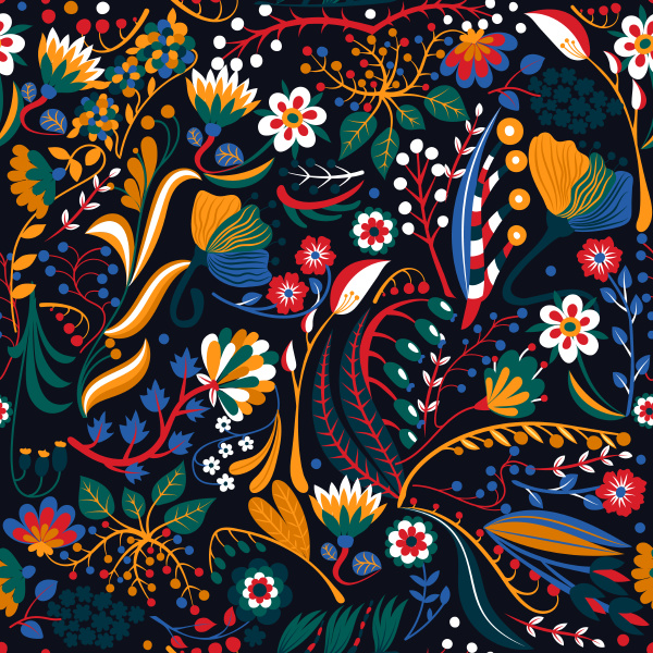 floral seamless pattern hand drawn