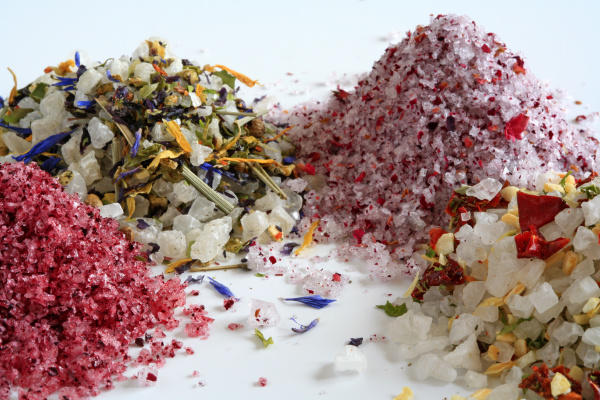 colorful sea salts with several
