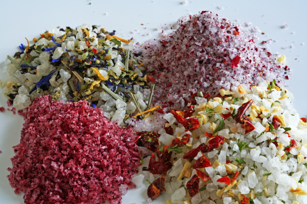 colorful sea salts with several