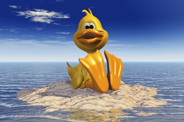 cartoon image of a duck sitting