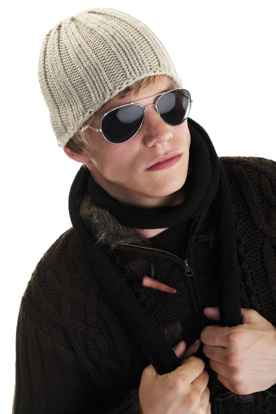 young man with sunglasses and woolen