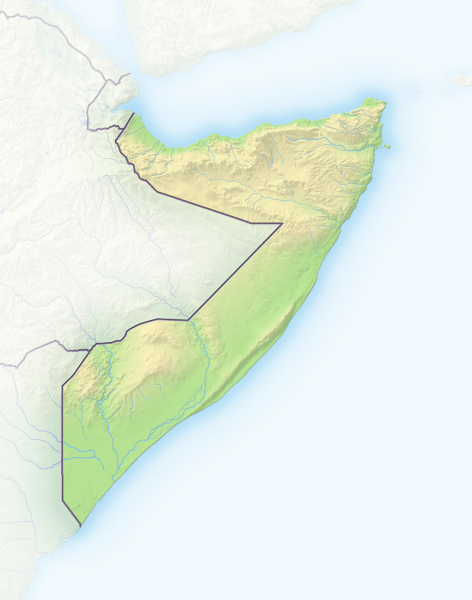 somalia shaded relief map