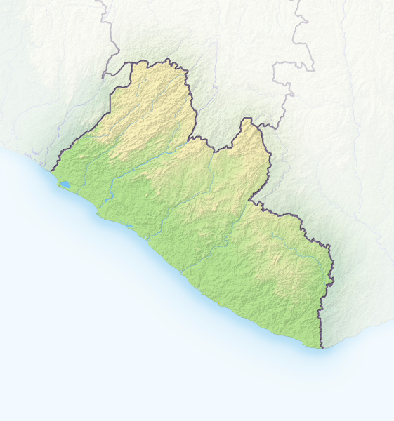 liberia shaded relief map