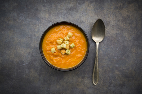 bowl of sweet potato carrot soup