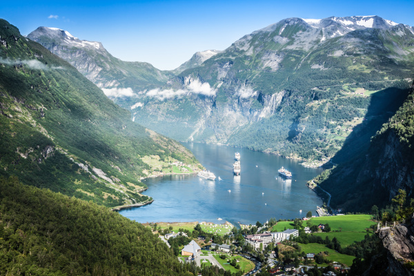 geiranger fjord panoramic view norway