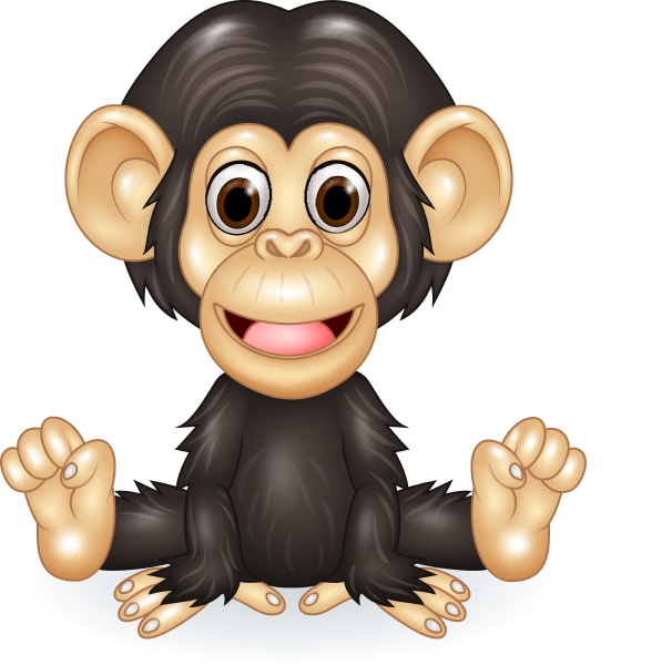 Cartoon funny baby chimpanzee sitting isolated on - Royalty free photo  #24918572 | PantherMedia Stock Agency