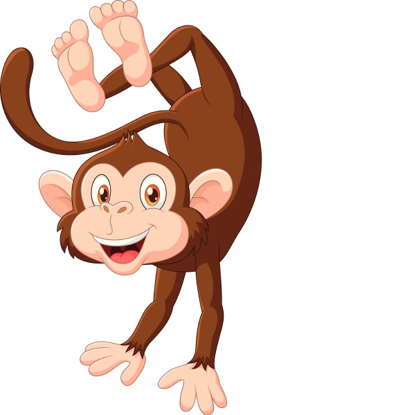 Cartoon happy monkey dancing isolated on white - Royalty free photo  #25077976 | PantherMedia Stock Agency