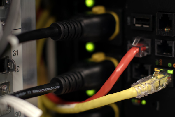 connections of internet cables with servers