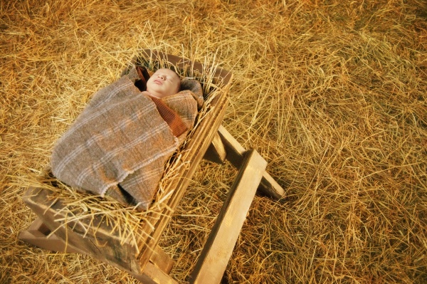 baby jesus lying in a manger