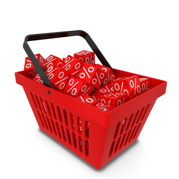 shopping basket with sale discount boxes