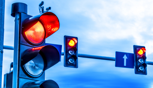 Traffic lights over urban intersection - Stock image #25829542 ...