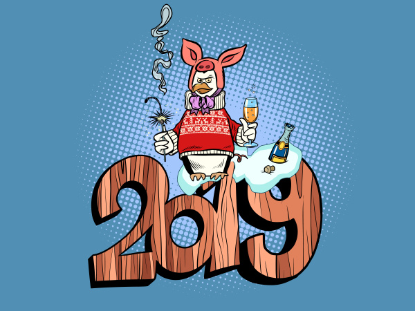 2019 happy new year pig
